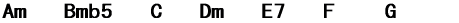 Am   Bmb5   C   Dm   E7   F   F#m7b5   G   G#m7b5