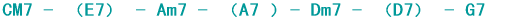 CM7 - E7 - Am7 - A7 - Dm7 - D7 - G7 